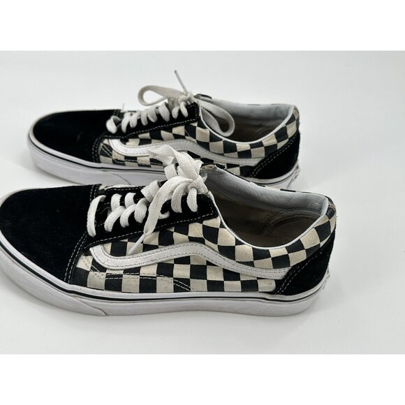 VANS off the Wall Checkerboard Lace Up Sneakers Black Suede Canvas M6.5 W8.0 - Picture 5 of 12
